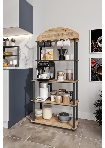 Tıme Çok Amaçlı Dolap Kahve Köşesi Madran Ceviz Tüm Kahve Makineleri (Meşe) modelleri