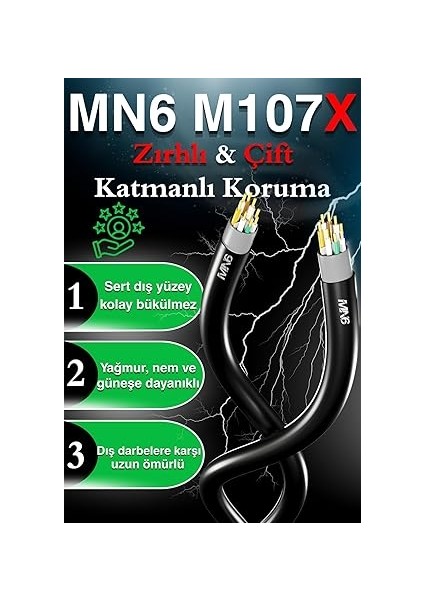 M107X Internet Kablosu 10 METRE/23AWG Utp 0,57MM/CAT 6 Iki Kat Korumalı/internet Bağlantı Kablosu 10 Metre/iç Dış Mekan Uyumlu/high Performance Cable/10 Metre Ethernet Kablosu (Metre, 10) modelleri