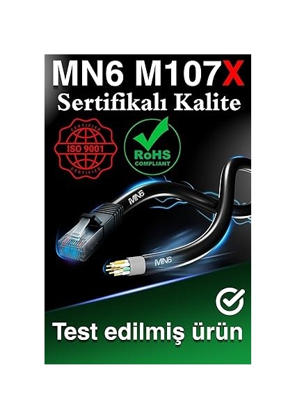 M107X Internet Kablosu 10 METRE/23AWG Utp 0,57MM/CAT 6 Iki Kat Korumalı/internet Bağlantı Kablosu 10 Metre/iç Dış Mekan Uyumlu/high Performance Cable/10 Metre Ethernet Kablosu (Metre, 10) indirimleri