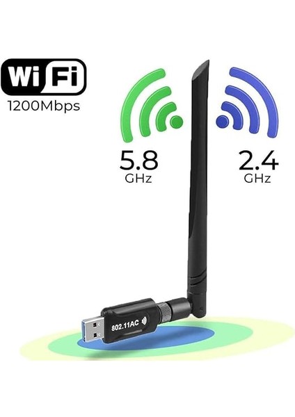 USB 3.0 Dual Band 1200 Mbps Wi-Fi Kablosuz Alıcı Ağ Adaptörü fiyatları