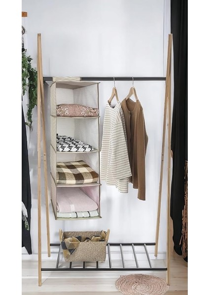 Kapısı 4 Bölmeli Askılı Dolap Düzenleyici Organizer Gri indirimleri