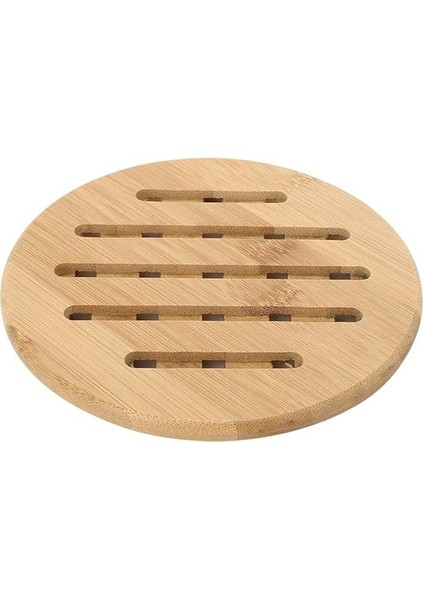 Bambu Nihale Isıya Dayanıklı Ahşap Tencere ve Tava Altlığı Kaymaz Mutfak Servis Ürünü (Yuvarlak)