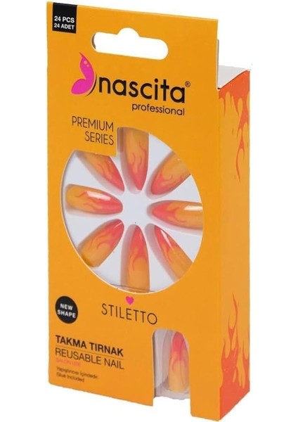 24'lü Stiletto Renkli Takma Tırnak - 185