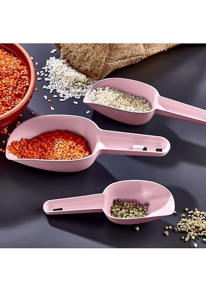 Amaçlı Pembe Mutfak Ölçü Küreği, Bakliyat, Baharat, Pirinç Için, 3'lü Set fiyatları