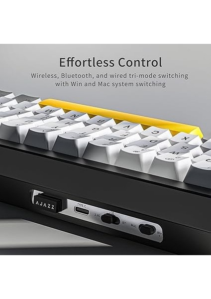Ajazz AK650 Kablosuz Mekanik Klavye 3 Modlu Tft Ekranlı Hot-Swap-65 Tuşlu Rgb Siyah/dream Switch fırsatları