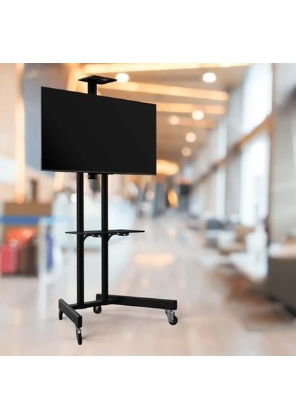 Tv/fuar ve Toplantı Odası Standı Video Kamera Askı Aparatlı Metal Ayaklı Tv Sehpası/ünitesi 40” Inç – 75” Inç