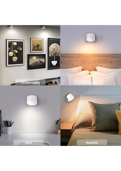 Duvar Lambası,1 ADET,3000MAH USB Şarj Edilebilir Pilli LED Duvar Aplikleri, 3 Renk Sıcaklığı ve Parlaklık Kısılabilir Dokunmatik ve Uzaktan Kumanda, Kablosuz Duvara Monte Okuma Lambası Işığı fırsatları