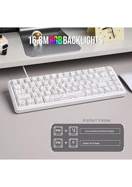 AK680 Max He Kablolu Manyetik Switch Klavye - 8000Hz - 0.125MS (AK680 Max He - Beyaz Desenli) modelleri