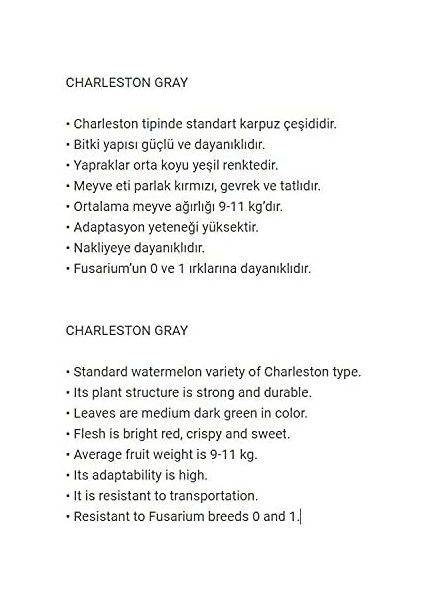 Tarım Nadir Bulunan Doğal Charleston Gray Karpuz 20 Adet Tohum fiyatları