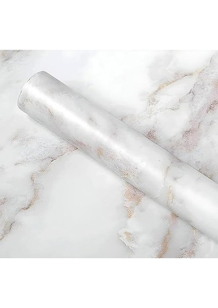 Mermer Desenli Kendinden Yapışkanlı Folyo 5 Metre, 60 Cm, Vinil, Kendindenyapışkanlı, Dekor Folyosu, Pencere Çıkartması, Pvc Çıkartma, Mobilya, Mutfak Dolabı, Granit (Beyaz Mermer Desenli)