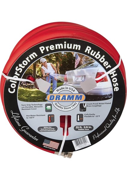 17001 Colorstorm Kauçuk Bahçe Hortumu, 5/8"X50", Kırmızı