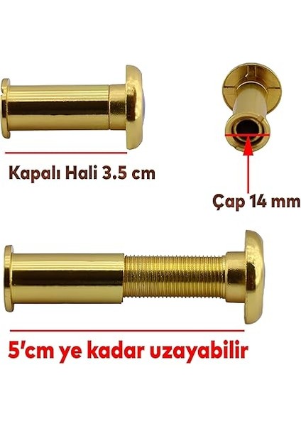 Kapı Dürbünü Kapaksız Çelik Kapı Gold 35-50 mm Ayarlanabilir Çap 14 mm modelleri