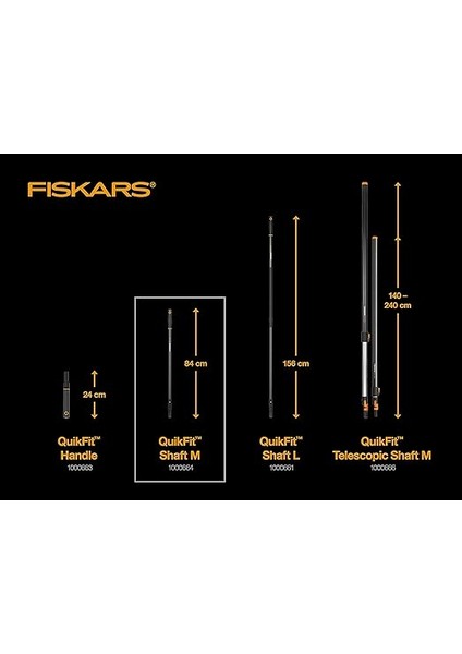 Quikfit Alet Başlıkları Için Kısa Sap, Teleskopik Değildir, Uzunluk: 84 Cm, Alüminyum, Siyah/turuncu, Quikfit, 1000664 indirimleri