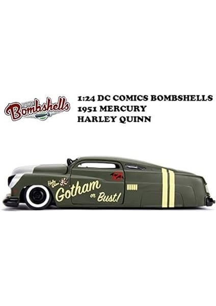 Oyuncak Dc Comics Bombshells Harley Quinn & 1951 Merkür Die-Cast Araba, 1: 24 Ölçek Araç & 2.75 "koleksiyon Heykelcik% 100 Metal" modelleri