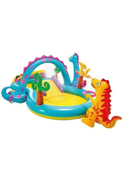 57135 Dino Dünyası Oyun Havuzu 302X229 Cm, Su Sporları, Plaj Malzemesi, Şişme Ürün, Yüzme Aksesuarı, Kamp, Dalış, Güvenlik