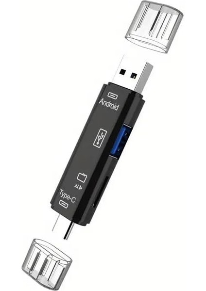 USB Otg Kart Okuyucu Type-C ve Otg Uçlu Macbook Uyumlu Pc Bilgisayar Cep Telefonu ve Notebook Uyumlu Mikro Sd Kart Okuyucu