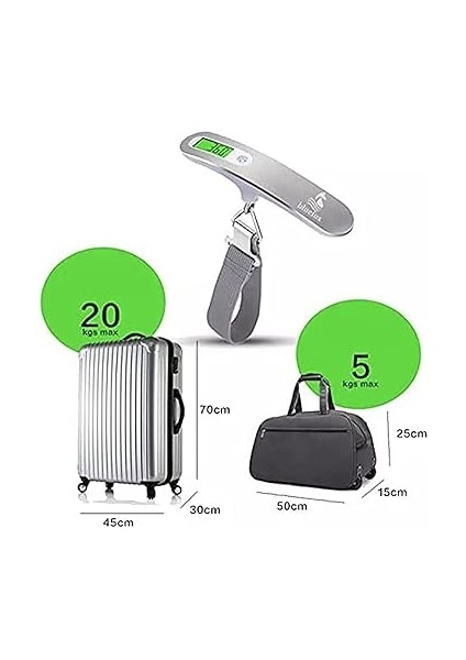 Dijital Bagaj Tartısı - 50KG/110LB Kapasiteli, Dara Fonksiyonlu, Arkadan Aydınlatmalı LCD Ekran, Çoklu Ağırlık Birimi Seçenekleri, Taşınabilir ve Ergonomik Tasarım modelleri