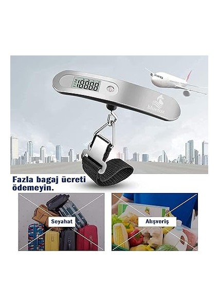 Dijital Bagaj Tartısı - 50KG/110LB Kapasiteli, Dara Fonksiyonlu, Arkadan Aydınlatmalı LCD Ekran, Çoklu Ağırlık Birimi Seçenekleri, Taşınabilir ve Ergonomik Tasarım fırsatları