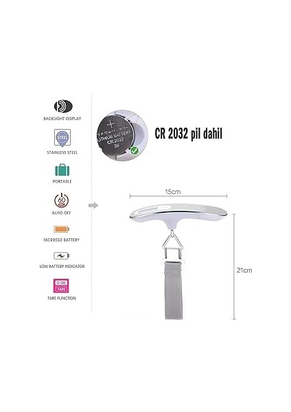 Dijital Bagaj Tartısı - 50KG/110LB Kapasiteli, Dara Fonksiyonlu, Arkadan Aydınlatmalı LCD Ekran, Çoklu Ağırlık Birimi Seçenekleri, Taşınabilir ve Ergonomik Tasarım indirimleri