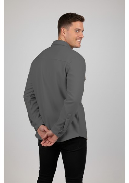 Erkek Antrasit Dar Kesim Cepleri Kapaklı Çıtçıtlı Ince Kaşe Ceket Mont 2500559 indirimleri