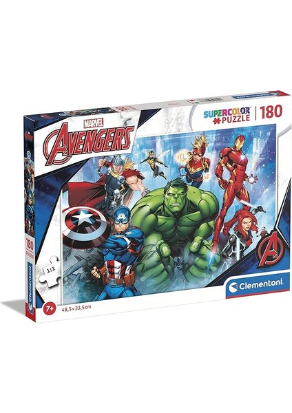 29778 Supercolor Marvel The Avengers 180 Parça Yapboz, 7 Yaşından Büyük Çocuklar Için, Italya'da Üretilmiştir, Çok Renkli, Orta Boy