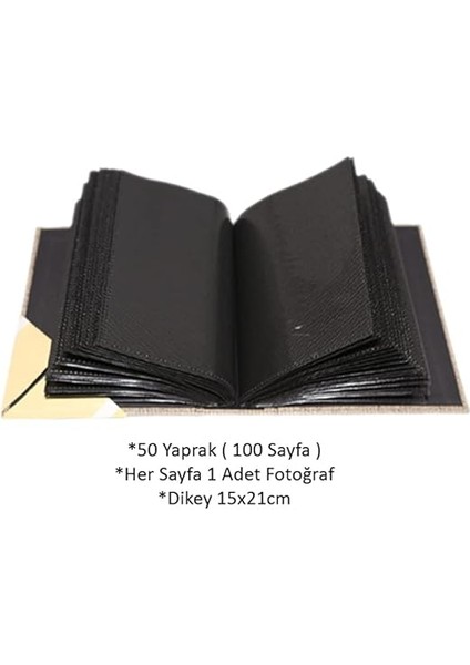 15X21CM 100 Fotoğraf Kapasiteli Lüks Çerçeveli Koton Fotoğraf Albümü Vizon modelleri