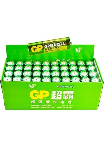 Batteries GP15G Greencell R6P/1215/AA Kalem Pil, 1.5 Volt, 40'lı Kutu, Yeşil/sarı/beyaz fiyatları