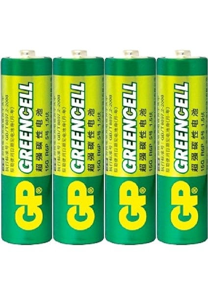 Batteries GP15G Greencell R6P/1215/AA Kalem Pil, 1.5 Volt, 40'lı Kutu, Yeşil/sarı/beyaz modelleri