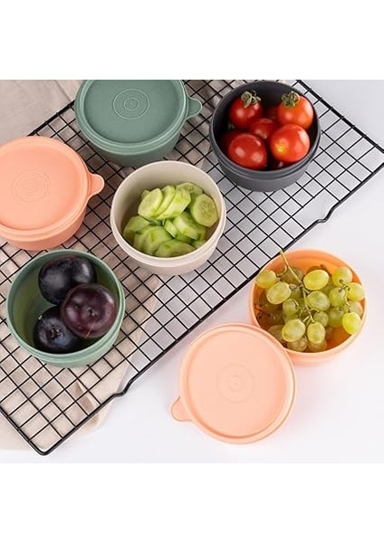 4'lü Yuvarlak Mini Saklama Kabı Küçük Sızdırmaz Kapaklı Çok Renkli Pratik Amaçlı Kap Erzak Çerez Piknik Gıda (280, Yuvarlak, 4, Set 1) modelleri