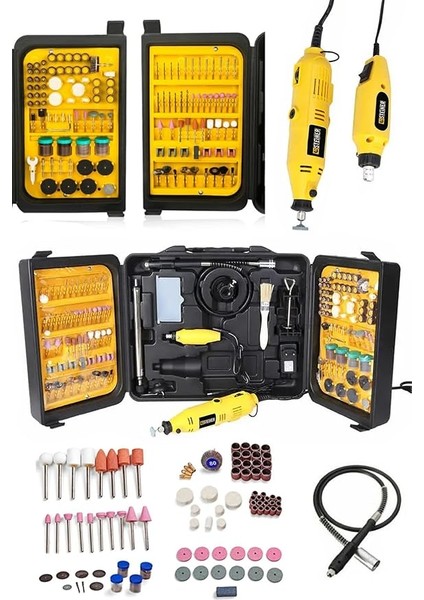 Alman 350 Parça Profesyonel 460 Watt Hobi Gravür Mini Kalıpçı Taşlama Makinesi