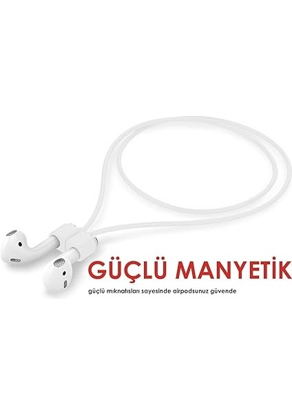 Airpods ile Uyumlu Kulaklık Askısı Boyunluk Aparatı Mıknatıslı Airpods Uyumlu Kulaklık Askısı (Beyaz) modelleri