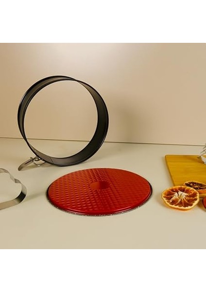 Kelepçeli Kek Kalıbı Granit Kırmızı 22 cm modelleri