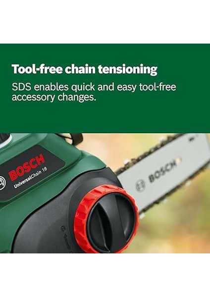 Home And Garden Easychain 18 Akülü Zincirli Ağaç Kesme Makinesi, Yeşil, Akü ve Şarj Cihazı Dahil Değildir, 18 V, 20 cm Pala Uzunluğu, 13.5 cm Kesme Uzunluğu indirimleri