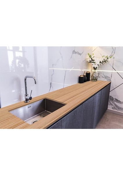 Tezgah Üstü Fayans Kaplama Folyosu Mutfak Tezgahı Kaplama Ahşap Laminat Desen 70 cm x 2 Metre