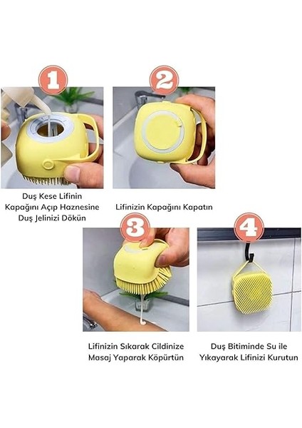 Yumuşak Silikon Malzemeli Esnek Jel Hazneli Masaj Fonksiyonlu Etkili Banyo Duş Kese Lifi modelleri