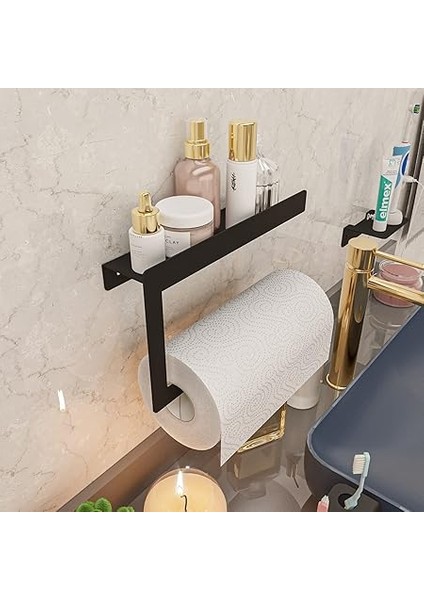 Kağıt Havlu Askısı, Mutfak ve Banyo Için Yapışkanlı Kağıt Havluluk, Metal Havlu Tutacağı (Siyah) fiyatları