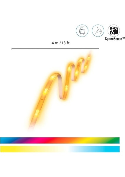 Ayarlanabilir Beyaz ve Renkli LED Şerit, 4 M, Type-C, 16 Milyon Renk, Wlan Üzerinden Uygulama/ses ile Akıllı Kontrol fırsatları
