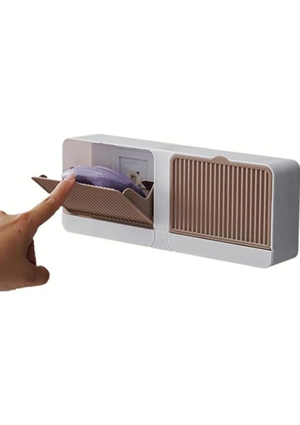 Yapışkanlı Dekoratif 2 Kapaklı Wc Banyo Mutfak Duş Duşakabin Katı Sabunluk Düzenleyici Oraganizer