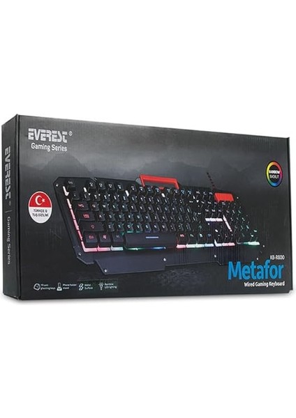 KB-R800 Metafor USB Gökkuşağı Aydınlatmalı Q Metal Yüzey Gaming Oyuncu K indirimleri