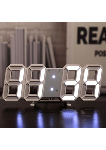 Beyaz LED Dijital Dekoratif Masa Veya Duvar Saati fiyatları