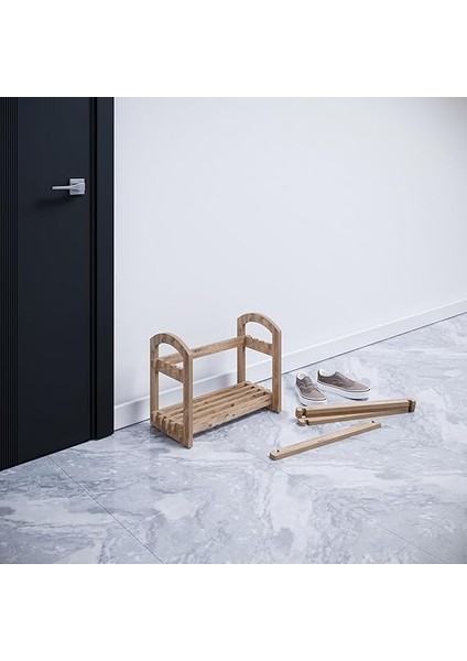 Demonte Portatif 2 Raflı Küçük Ayakkabılık Çok Amaçlı Dolap Antre Hol Kapı ÖNÜ%100 Mdf (Atlantik Çam) modelleri