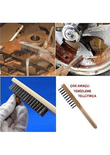 Ahşap Saplı Tel Fırça Kir Pas Mangal Barbekü Izgara Çok Amaçlı Temizleme Fırçası No 5 modelleri