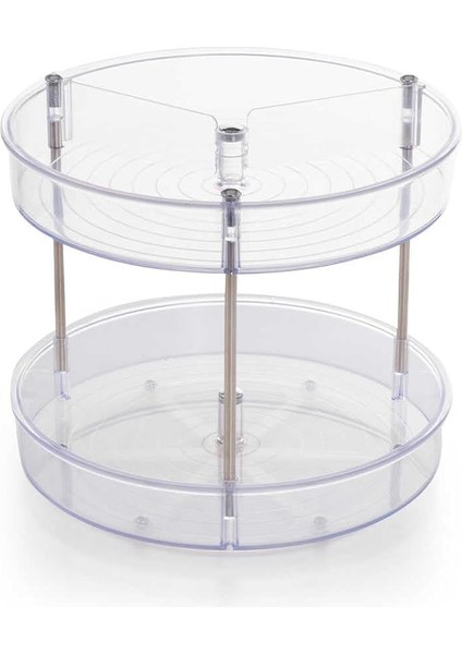 M-E64-16 Elpida Iki Katlı Döner Raf, 20 x 23 Cm, Şeffaf
