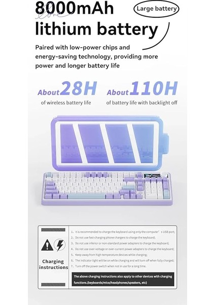 AK980 Kablosuz Hot-Swap Tft Ekranlı Mekanik Oyun Klavyesi 8.000 Mah Batarya Siyah - Maillard Switch fırsatları