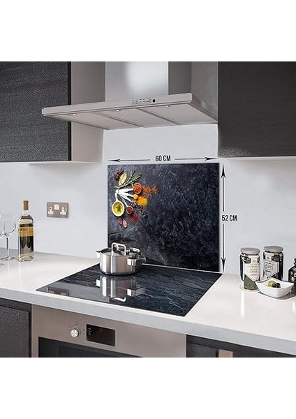 10001506018 Baharat Çeşnisi Cam Ocak Arkası Koruyucusu, 52CM x 60CM modelleri