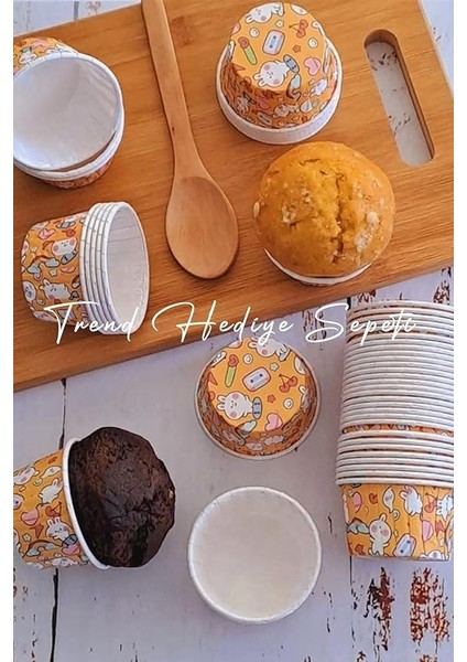 Muffin Kalıbı, Kek Kapsülü, Tavşan Desenli 50'li