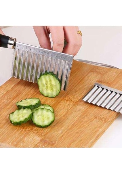 Silikon Saplı Çok Işlevli Paslanmaz Çelik Doğrayıcı Dalgalı Patates Havuç Kesici Kızarmış Sebze Dilimleyici Patates Bıçağı modelleri