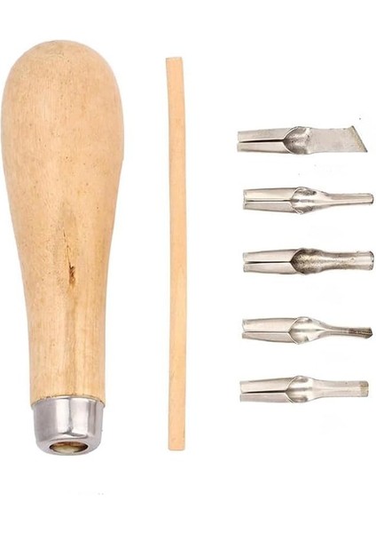 Oyma Seti 7 Parça 1 Paket Linol Oyma Kesme Bıçak Seti 5 Bıçaklı Linolyum Baskı Ahşap Saplı