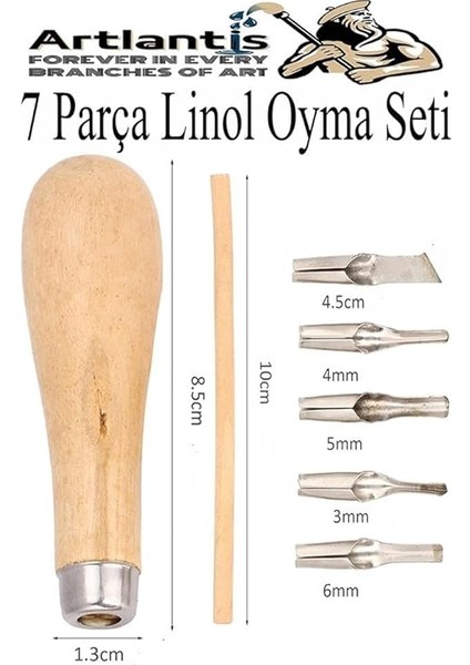 Oyma Seti 7 Parça 1 Paket Linol Oyma Kesme Bıçak Seti 5 Bıçaklı Linolyum Baskı Ahşap Saplı fiyatları