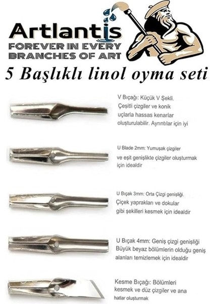 Oyma Seti 7 Parça 1 Paket Linol Oyma Kesme Bıçak Seti 5 Bıçaklı Linolyum Baskı Ahşap Saplı modelleri